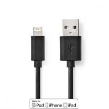 Lightning Kbel | USB 2.0 | Apple Lightning, 8 Plus | USB-A Dugasz | 480 Mbps | Nikkelezett | 1.00 m | Kerek | PVC | Fekete | Doboz