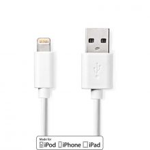 Lightning Kbel | USB 2.0 | Apple Lightning, 8 Plus | USB-A Dugasz | 480 Mbps | Nikkelezett | 1.00 m | Kerek | PVC | Fehr | Doboz