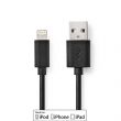 Nedis Lightning Kbel | USB 2.0 | Apple Lightning, 8 Plus | USB-A Dugasz | 480 Mbps | Nikkelezett | 2.00 m | Kerek | PVC | Fekete | Doboz